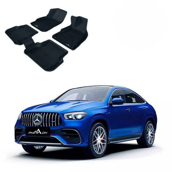 Velour Floor Mats For Mercedes GLE W167 – Full Set Black Waterproof Carpet Liners