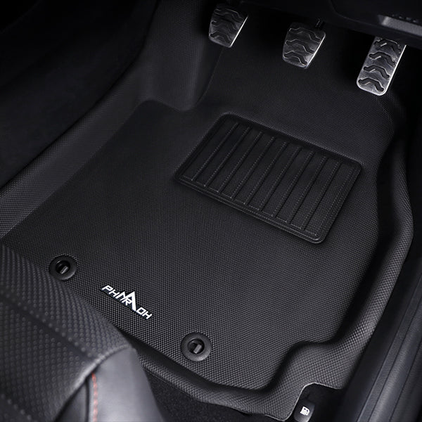Custom fit waterproof Pharaoh 3D mat installed in Kia Seltos driver footwell
