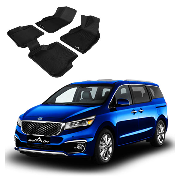 Pharaoh 3D floor mats inside Kia Carnival MPV cabin

